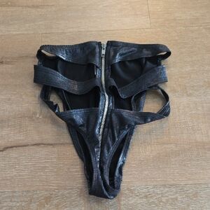 Roma Shimmering Black Men's Underwear with Zipper